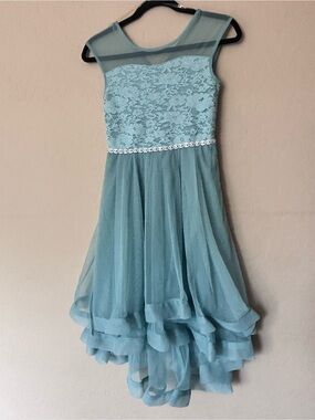 NWT Speechless Girls Mint Green Lace Tulle High-Low Party Dress